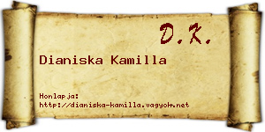 Dianiska Kamilla névjegykártya